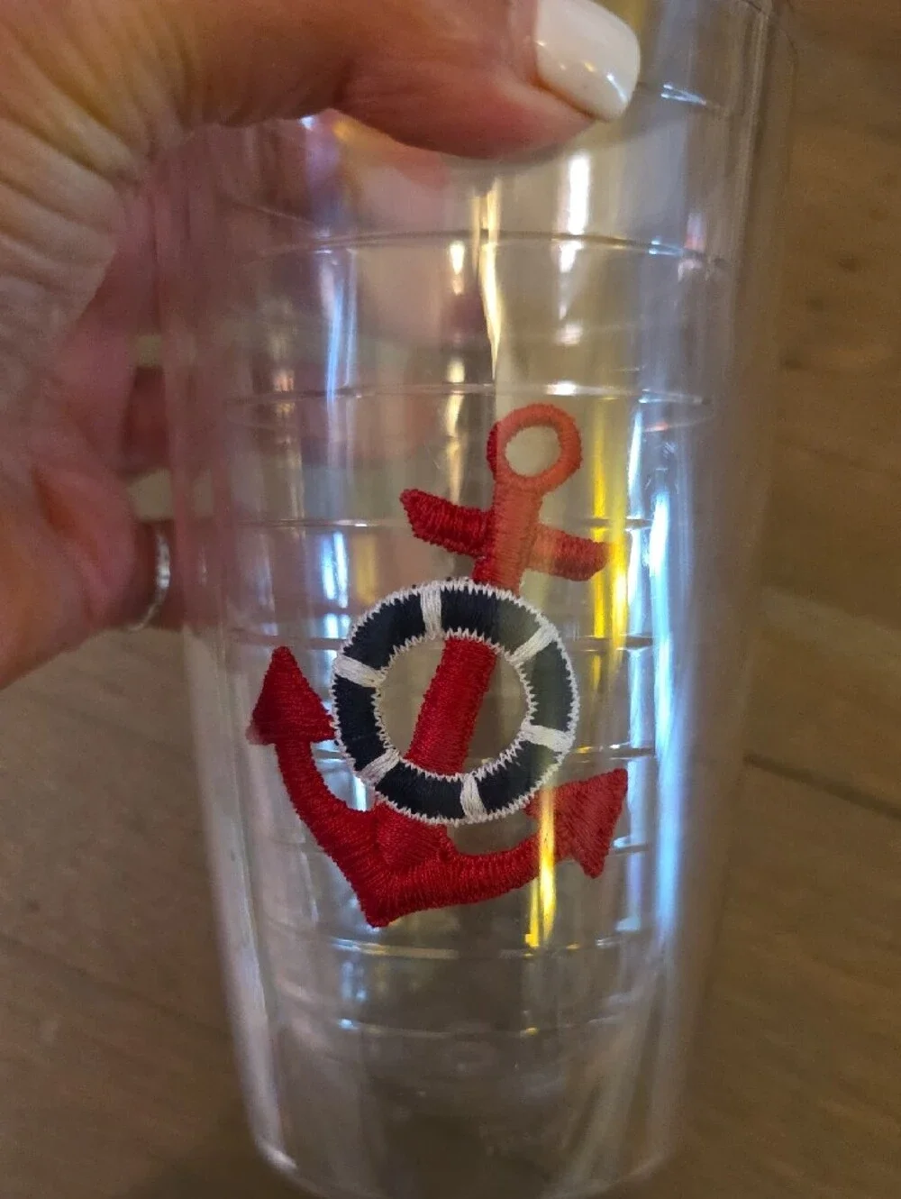 tervis Set Of 2- 16oz Clear Transparent Tumbler w/ Anchor & Gecko Embossed Logo